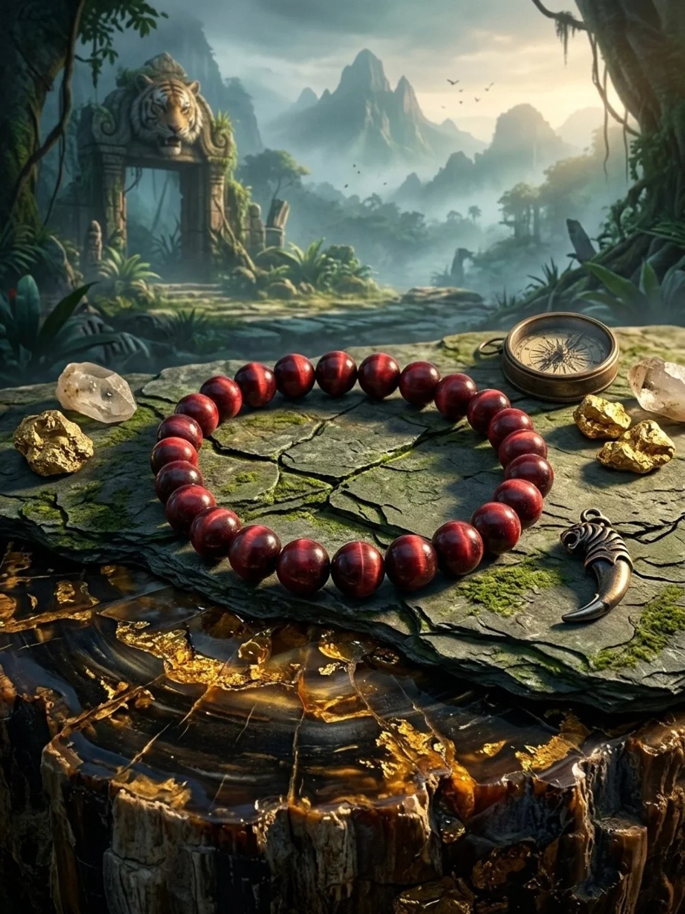 🔥 STUNNING Handcrafted Red Tiger's Eye Beaded Bracelet 🔥
